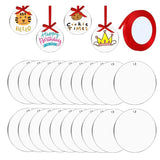 20 Acrylic Clear Blanks Tag Discs for DIY Keychain Decoration with Ribbon