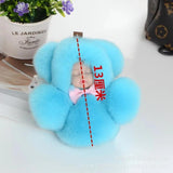 Faux Rex Rabbit Fur Pompom Sleeping Baby Toy Key Chain Ring Woman Bag Charms