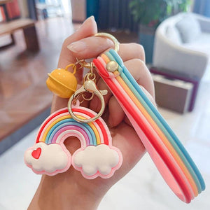 Rainbow Cloud Bell Keychain for Women