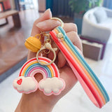 Rainbow Cloud Bell Keychain for Women