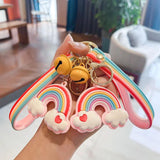 Rainbow Cloud Bell Keychain for Women