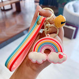 Rainbow Cloud Bell Keychain for Women