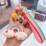 Rainbow Cloud Bell Keychain for Women