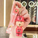 Strawberry Bear Keychain Rabbit Pendant Bag Couple Car Key Accessories