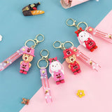 Strawberry Bear Keychain Rabbit Pendant Bag Couple Car Key Accessories