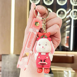Strawberry Bear Keychain Rabbit Pendant Bag Couple Car Key Accessories