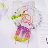 Sequin Letter Keychain With Tassel Gradient Butterfly Pendant