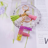 Sequin Letter Keychain With Tassel Gradient Butterfly Pendant