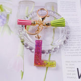 Sequin Letter Keychain With Tassel Gradient Butterfly Pendant