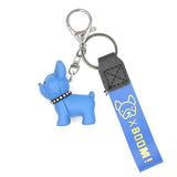 Bulldog Keychain Punk Style Leather Rope Key Ring Pendant