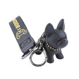 Bulldog Keychain Punk Style Leather Rope Key Ring Pendant