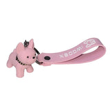 Bulldog Keychain Punk Style Leather Rope Key Ring Pendant
