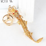 Chinese Dragon Crystal Charm Pendant Key Ring Chain Gift