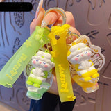 Funny Toilet Oil Liquid Keychain Quicksand Rabbit Doll Keyrings Backpack Pendant