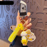 Funny Toilet Oil Liquid Keychain Quicksand Rabbit Doll Keyrings Backpack Pendant