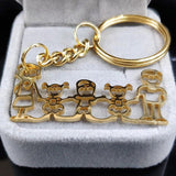 Family Stainless Steel Bag Charm Keychain Jewelry