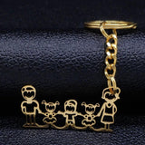 Family Stainless Steel Bag Charm Keychain Jewelry