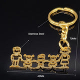 Family Stainless Steel Bag Charm Keychain Jewelry