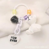 Bell Teddy Bear Keychain Pendant Metal Heart Forever Letter Accessories