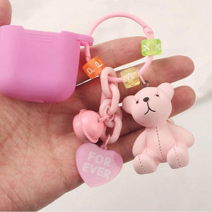 Bell Teddy Bear Keychain Pendant Metal Heart Forever Letter Accessories