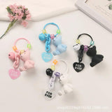 Bell Teddy Bear Keychain Pendant Metal Heart Forever Letter Accessories