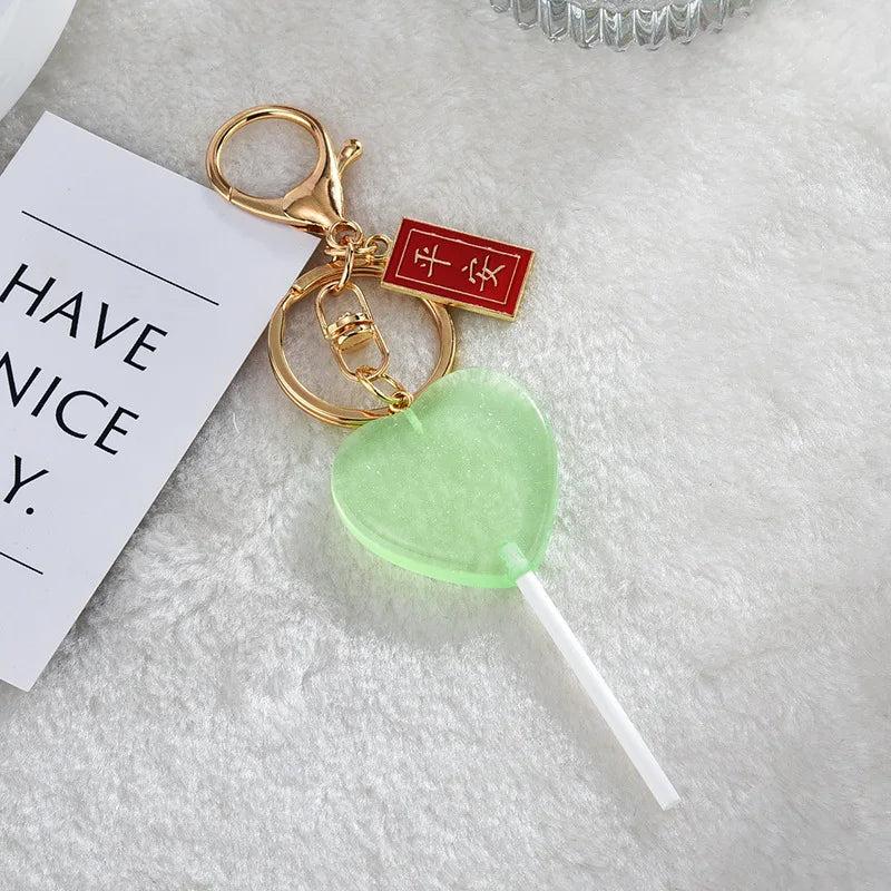 Heart Shape Lollipop Keychain for Car Bag Key Chain