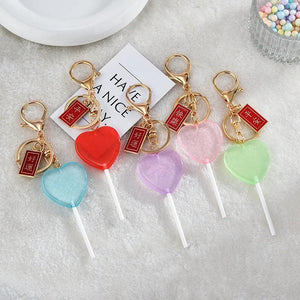 Heart Shape Lollipop Keychain for Car Bag Key Chain
