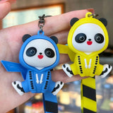 Panda Keychain Yellow Hoodie Anime Keyring Car House Key Bag Pendant Charm