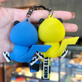 Panda Keychain Yellow Hoodie Anime Keyring Car House Key Bag Pendant Charm