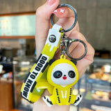 Panda Keychain Yellow Hoodie Anime Keyring Car House Key Bag Pendant Charm