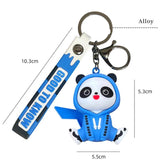 Panda Keychain Yellow Hoodie Anime Keyring Car House Key Bag Pendant Charm