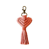 Women's Weave Double Rope Heart Tassel Key Rings Boutique Jewelry