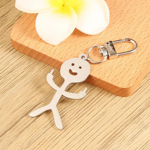 Funny Middle Finger Stickman Keychain Stainless Steel Gift Keyring