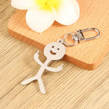 Funny Middle Finger Stickman Keychain Stainless Steel Gift Keyring
