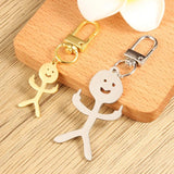 Funny Middle Finger Stickman Keychain Stainless Steel Gift Keyring