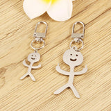 Funny Middle Finger Stickman Keychain Stainless Steel Gift Keyring