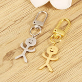 Funny Middle Finger Stickman Keychain Stainless Steel Gift Keyring