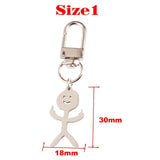 Funny Middle Finger Stickman Keychain Stainless Steel Gift Keyring