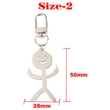 Funny Middle Finger Stickman Keychain Stainless Steel Gift Keyring