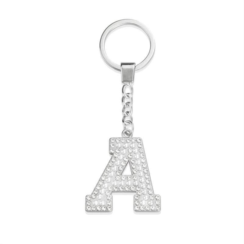 Crystal Initial Letter Keychain A-Z KeyRing for Women