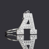 Crystal Initial Letter Keychain A-Z KeyRing for Women