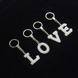 Crystal Initial Letter Keychain A-Z KeyRing for Women