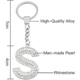 Crystal Initial Letter Keychain A-Z KeyRing for Women