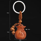 Peach Wood Keychain Wallet Car Lucky Pendant Unisex Keychain