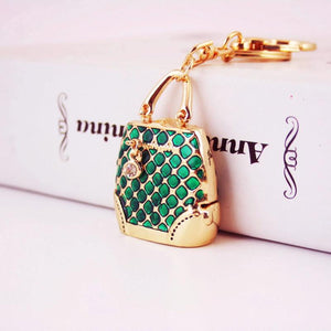 Colorful Epoxy Handbag Key Chain Metal Crystal Pendant