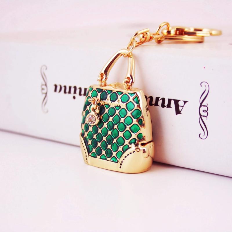 Colorful Epoxy Handbag Key Chain Metal Crystal Pendant