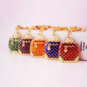 Colorful Epoxy Handbag Key Chain Metal Crystal Pendant