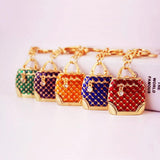 Colorful Epoxy Handbag Key Chain Metal Crystal Pendant