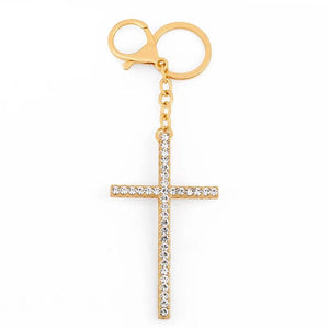 Cross Charms Keychain Crystal Silver Metal Key Chain Pendant kch-a01