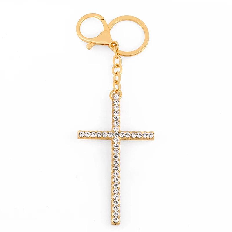 Cross Charms Keychain Crystal Silver Metal Key Chain Pendant kch-a01